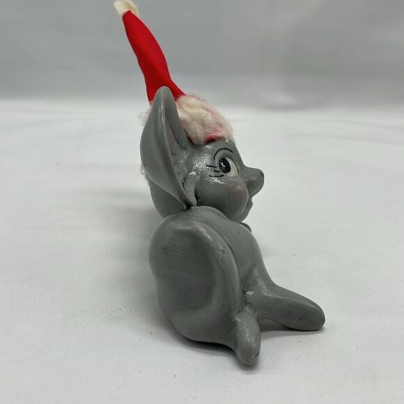 Vintage 1978 Signed Sassy Ceramic Christmas Mouse with Santa Hat - Picture 4 of 6